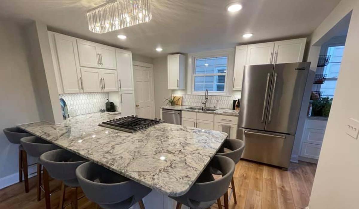 marble countertops on a kitchen island