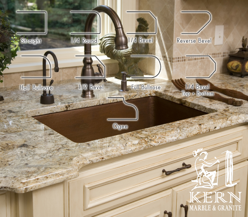 Kern Marble and Granite: Stone Cut Edge Styles edge chart