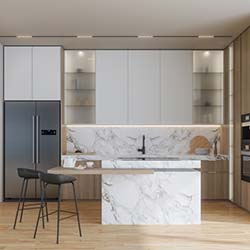 marble kitchen island and backspash